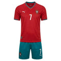 Portugal Christiano Ronaldo Home Kids Kit (2026 World Cup Edition) Highest Quality - Red/Green