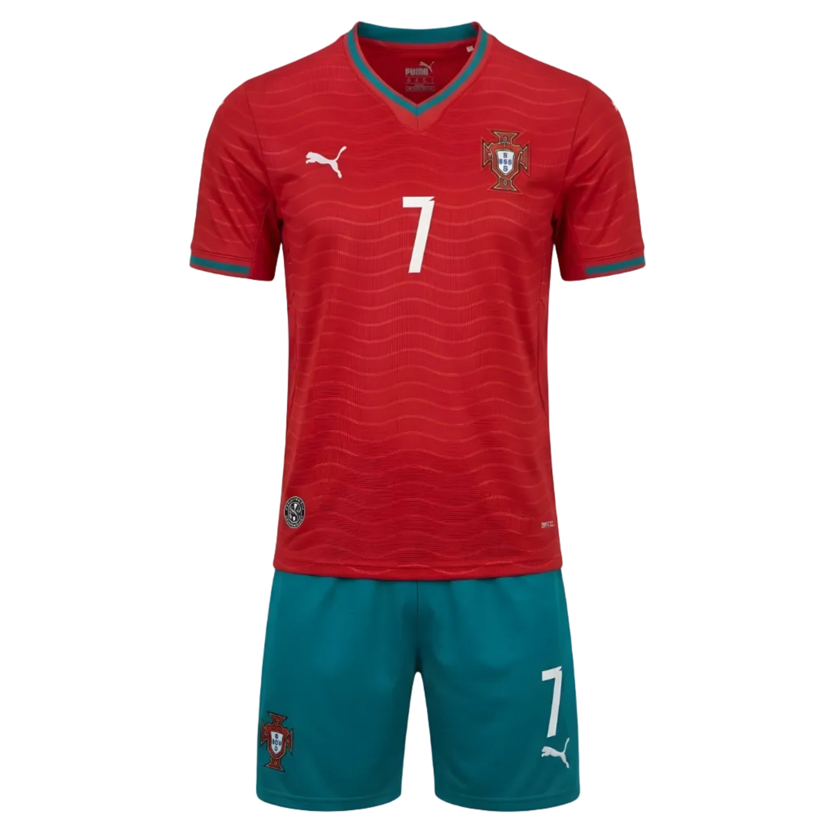 Portugal Christiano Ronaldo Home Kids Kit (2026 World Cup Edition) Highest Quality - Red/Green