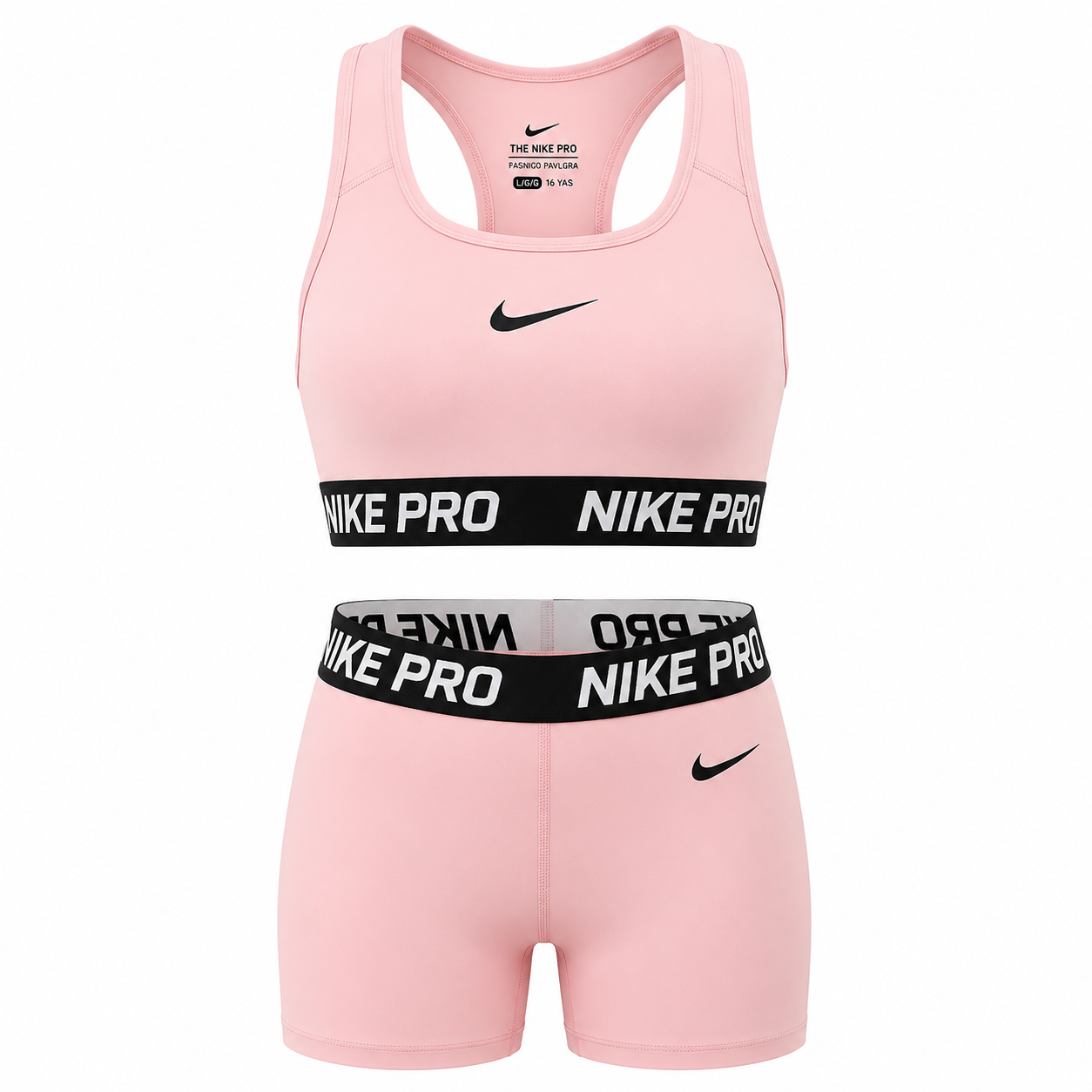 Nike Pro Sports Set [Thick Strap] (Bra + Shorts) - Pink