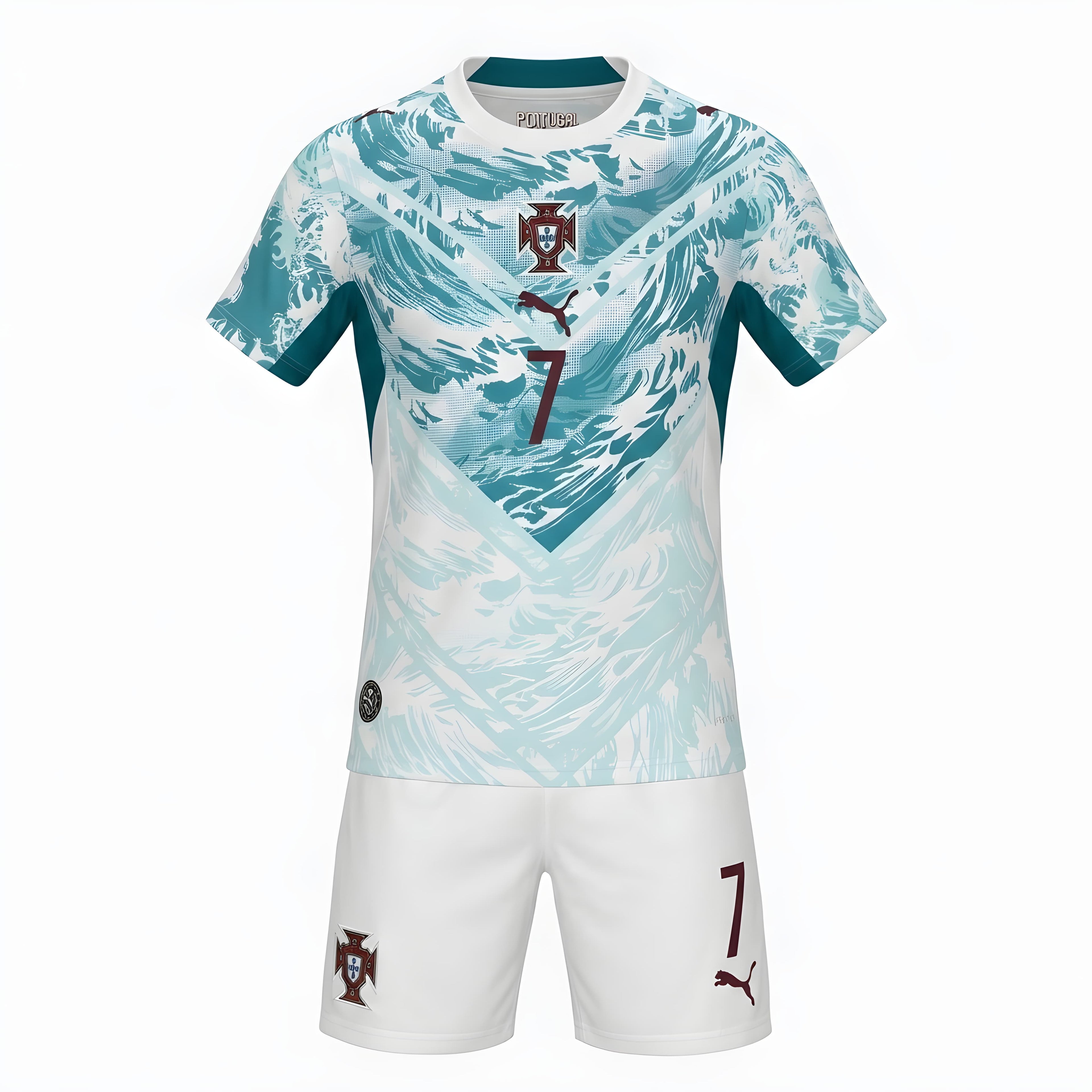 Portugal Christiano Ronaldo Home Kit (2026 World Cup Edition) Highest Quality - White/Mint