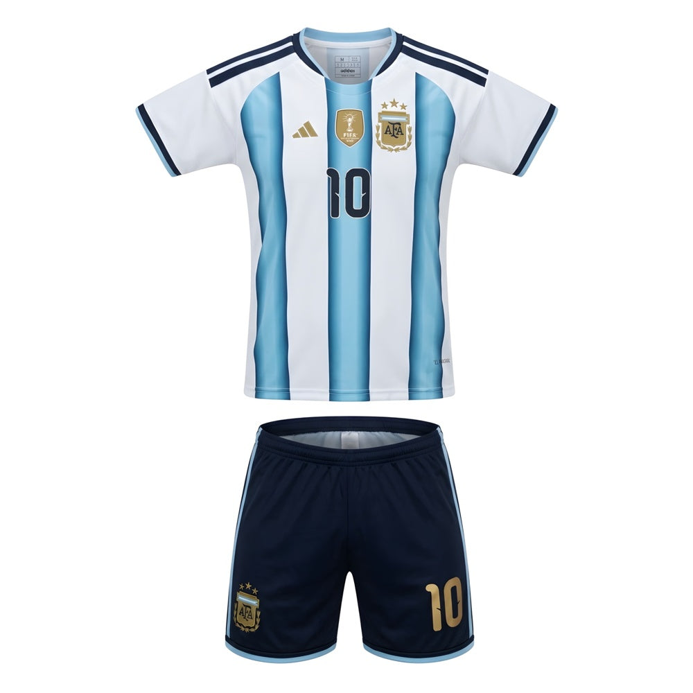 Argentina Messi Home Kids Kit (2026 World Cup Edition) Highest Quality - White/Blue