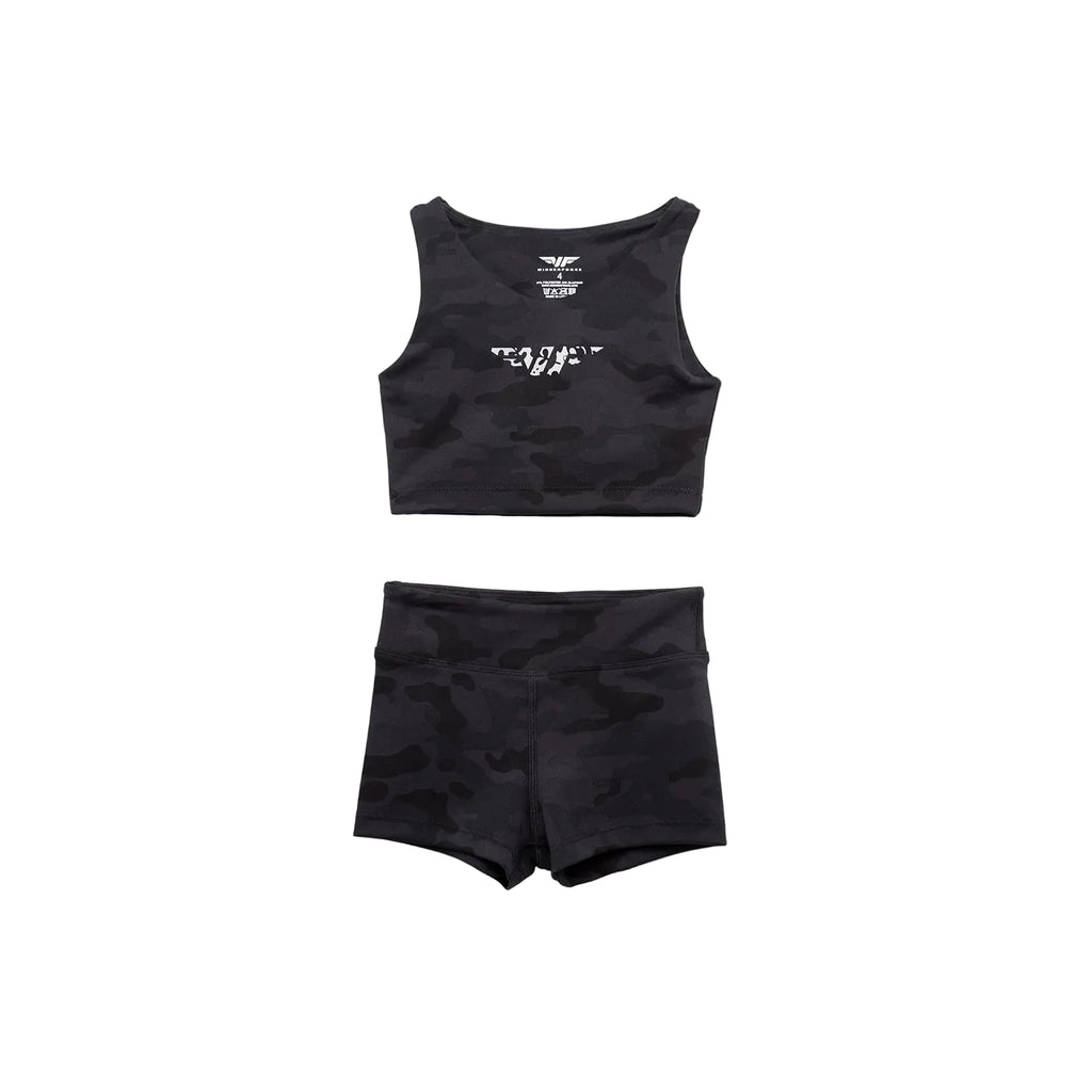 Winner Force Girl-Essential Crop Top and Short Set - Black Camo
