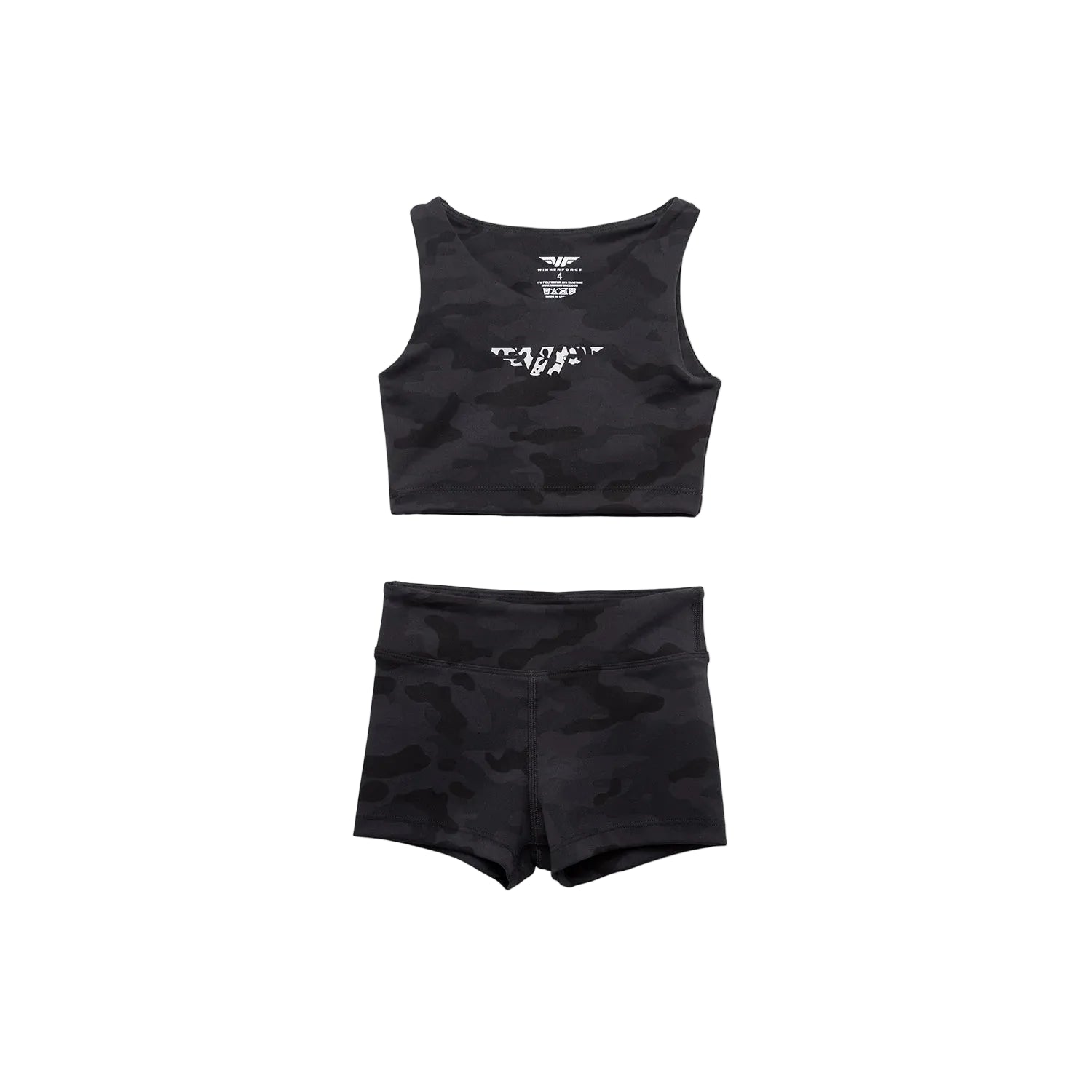 Winner Force Girl-Essential Crop Top and Short Set - Black Camo