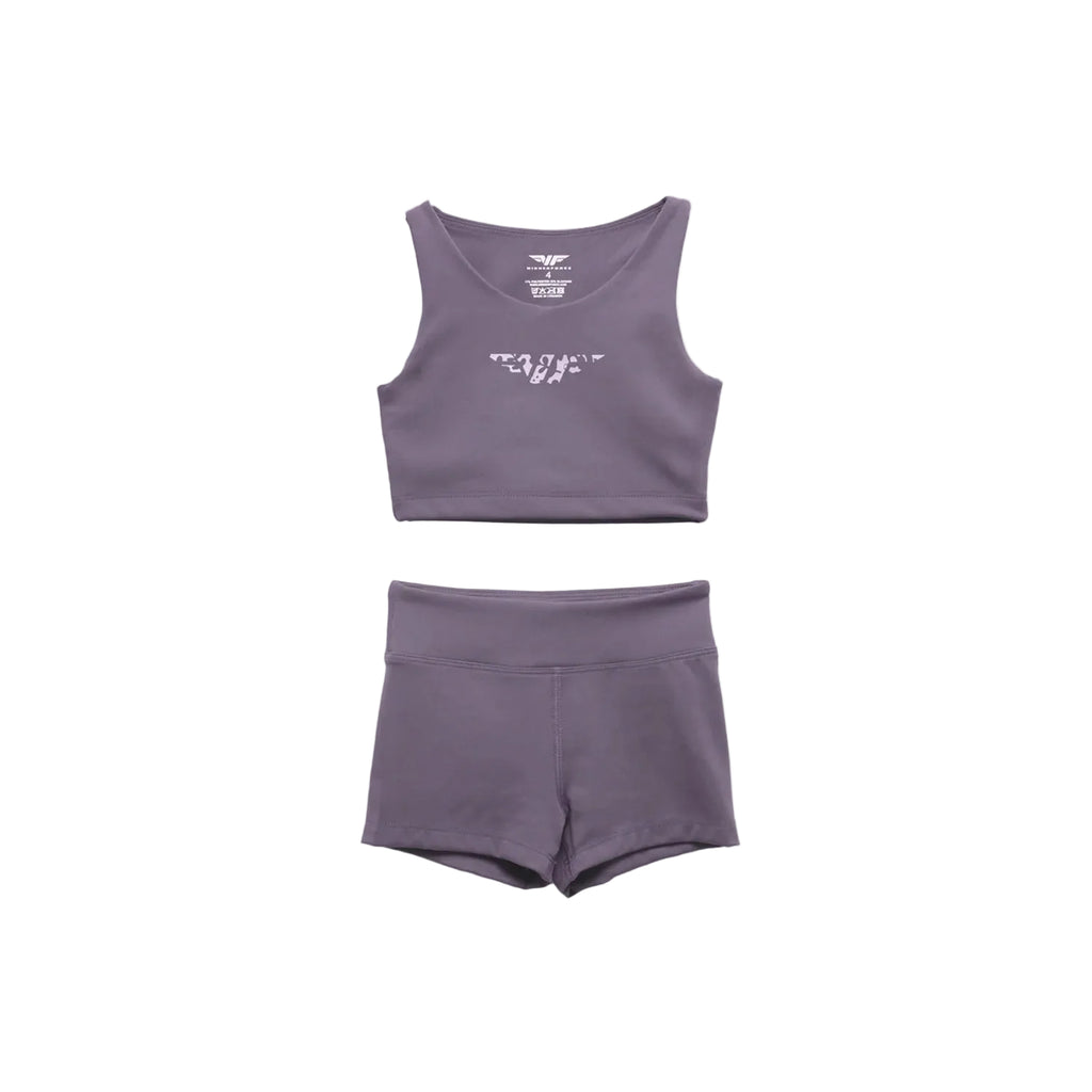 Winner Force Girl-Essential Crop Top and Short Set - Mauve Purple