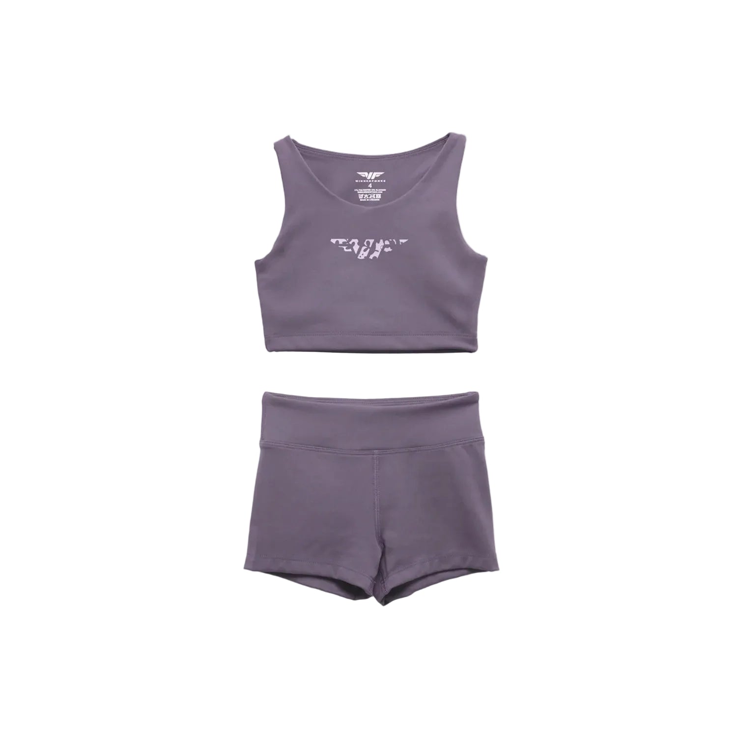 Winner Force Girl-Essential Crop Top and Short Set - Mauve Purple