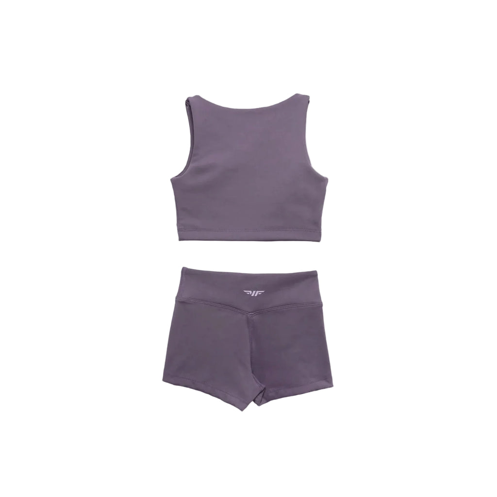 Winner Force Girl-Essential Crop Top and Short Set - Mauve Purple