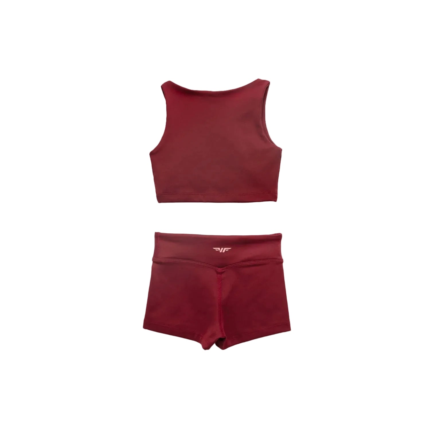 Winner Force Girl-Essential Crop Top and Short Set - Pomegranate Red Brown