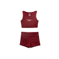 Winner Force Girl-Essential Crop Top and Short Set - Pomegranate Red Brown